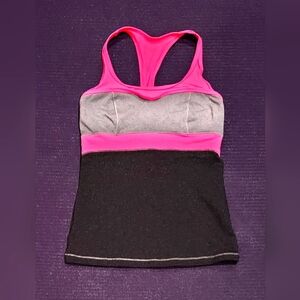 (PH8) Bebe Sport Neon Pink Blk Racerback Tank Top -XS/S.